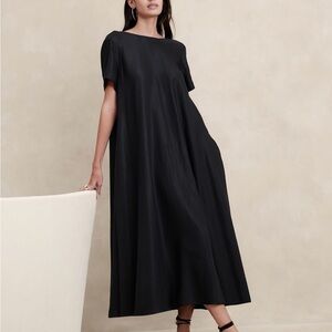 Aurelia Black Maxi Dress, linen blend - Banana Republic